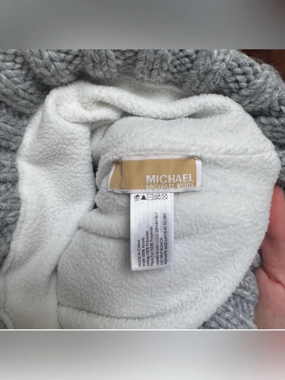 Michael Kors Cable Knit Beanie with Pom Pom